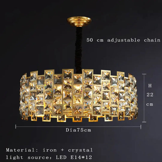 Nordic Golden Modern LED Ceiling chandelier Dining Room Decoration Lamp Square, Round Crystal Lamp - DecorGlobe
