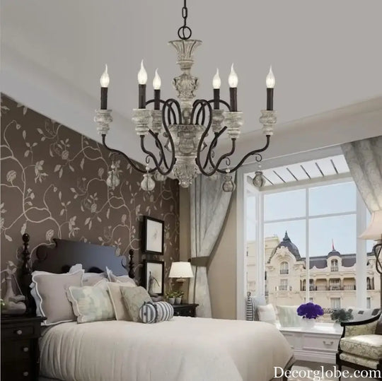 Nordic Retro Wood Look Chandelier Light for Living Room and Restaurant Chandelier