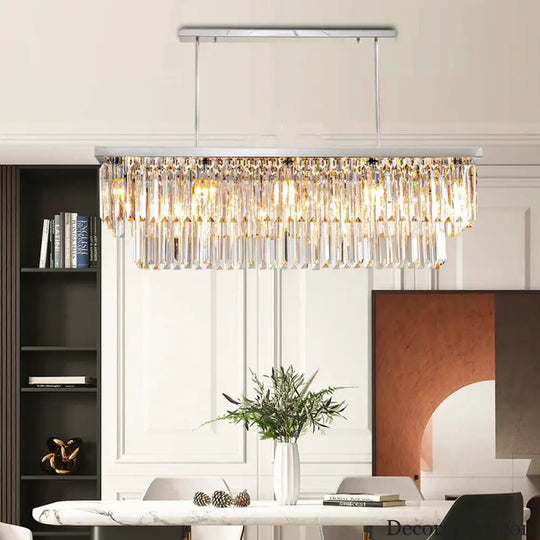 Sophisticated Silver Crystal Chandelier - Ideal for Dining Rooms and Kitchen Islands - Luxury LED Home Decor Lighting Fixture - DecorGlobe