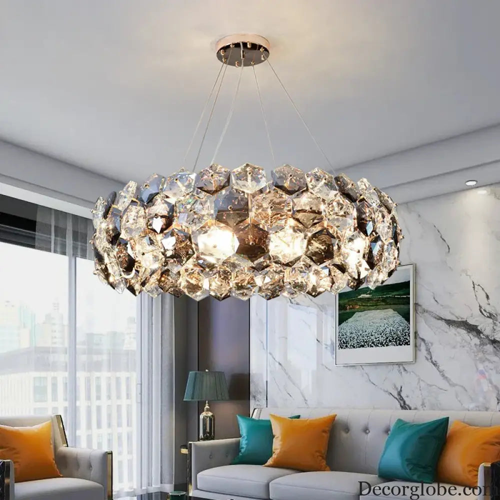 Post-modern Crystal Wrought Iron Chandelier - Elegance for Dining Rooms, Creative Living Rooms, and Glossy Suspension Lighting in Bedrooms - DecorGlobe