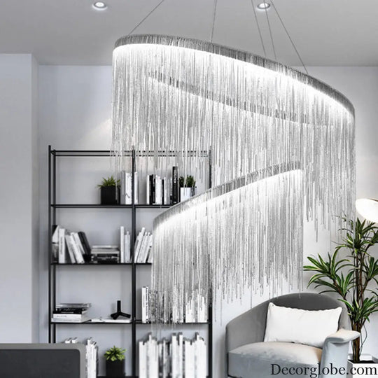 Postmodern LED Chandelier: Aluminum Chainlet Pendant Light for Living Room