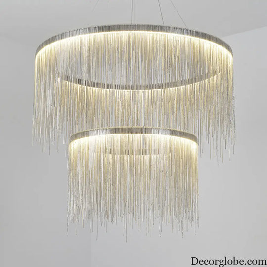 Postmodern LED Chandelier: Aluminum Chainlet Pendant Light for Living Room