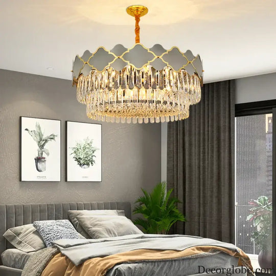 Postmodern Light Stainless Steel Crystal Chandelier - Starry Sky Illumination for Living, Dining, and Bedroom Ambiance - DecorGlobe