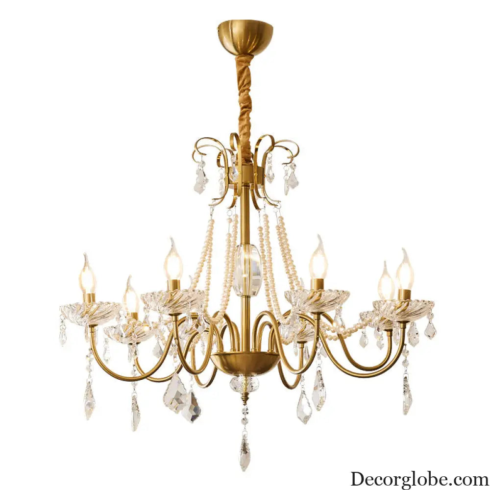 French Mid-Century Style Light Luxury Crystal Living Room Chandelier New American Retro Dining Room Bedroom Lamp