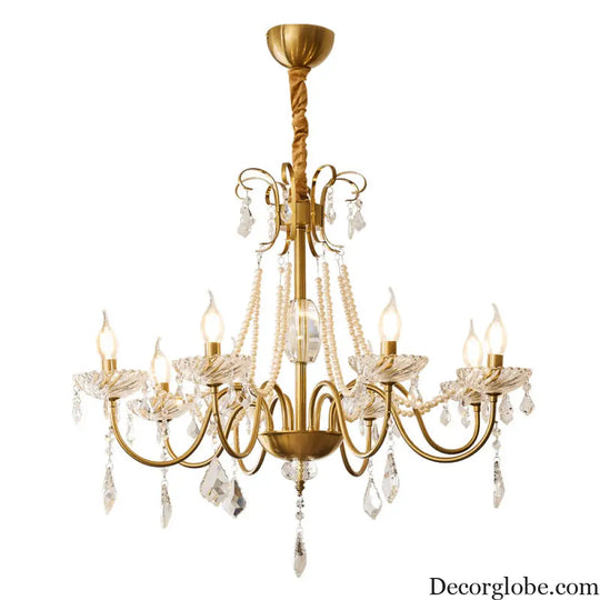 French Mid-Century Style Light Luxury Crystal Living Room Chandelier New American Retro Dining Room Bedroom Lamp