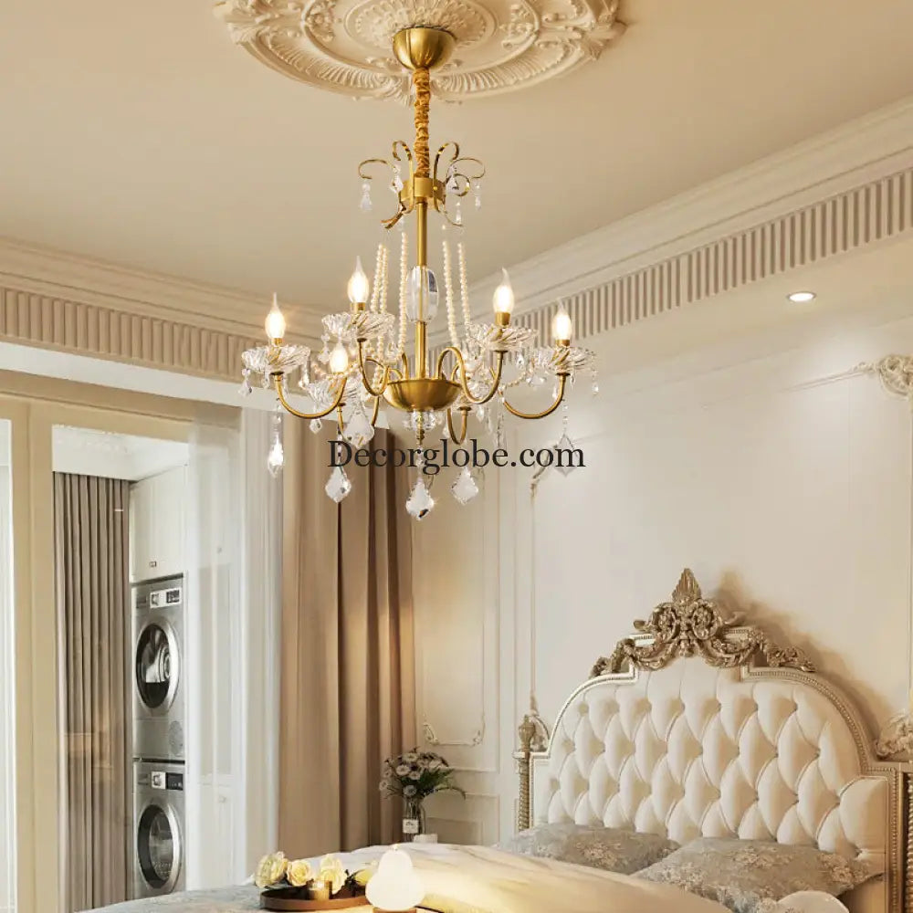 French Mid-Century Style Light Luxury Crystal Living Room Chandelier New American Retro Dining Room Bedroom Lamp