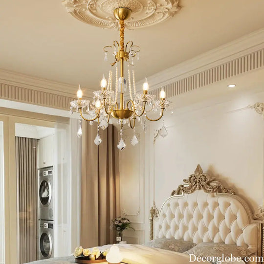French Mid-Century Style Light Luxury Crystal Living Room Chandelier New American Retro Dining Room Bedroom Lamp