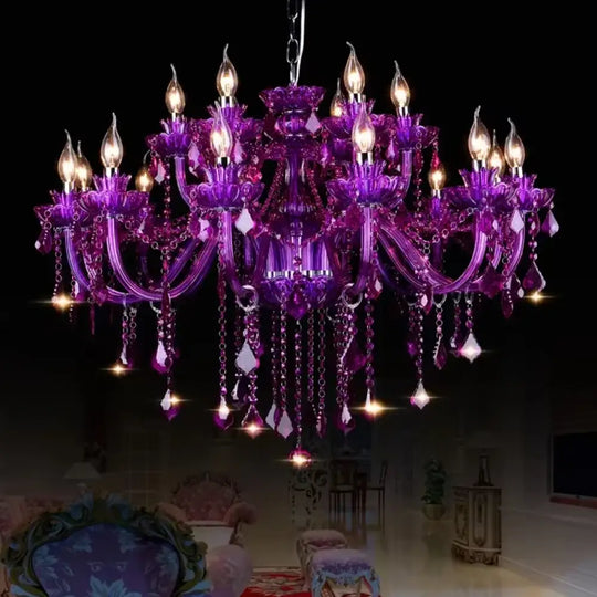 Purple Crystal Chandelier Lighting Luxury Living Room Decor Home led Crystal Pendant Lamp Violet Dining Kitchen Hanging