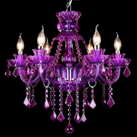 Purple Crystal Chandelier Lighting Luxury Living Room Decor Home led Crystal Pendant Lamp Violet Dining Kitchen Hanging