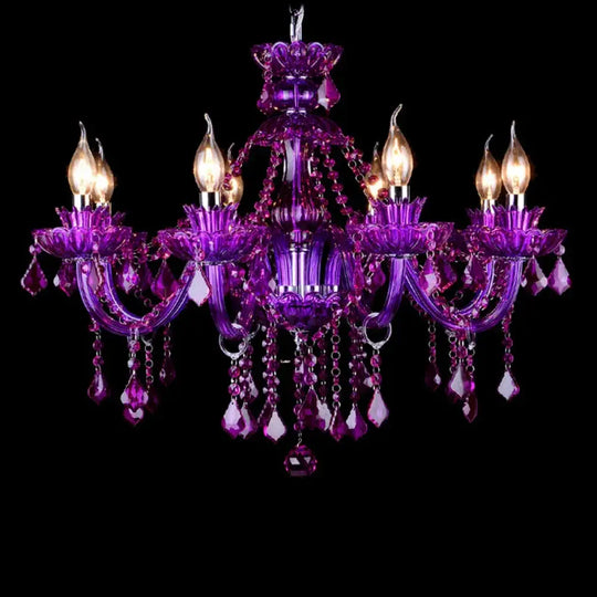 Purple Crystal Chandelier Lighting Luxury Living Room Decor Home led Crystal Pendant Lamp Violet Dining Kitchen Hanging