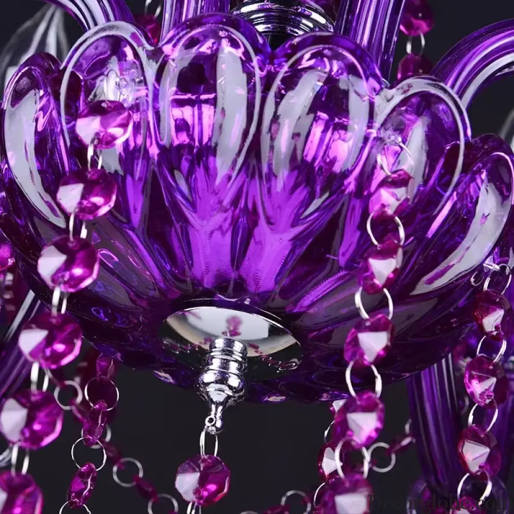Purple Crystal Chandelier Lighting Luxury Living Room Decor Home led Crystal Pendant Lamp Violet Dining Kitchen Hanging