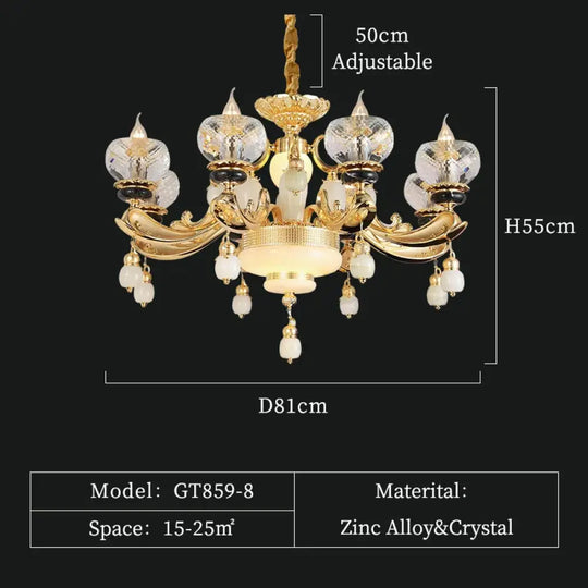 RÉGALIA European Rococo Marble & Crystal Chandelier 8 lights D81 H55cm Chandelier