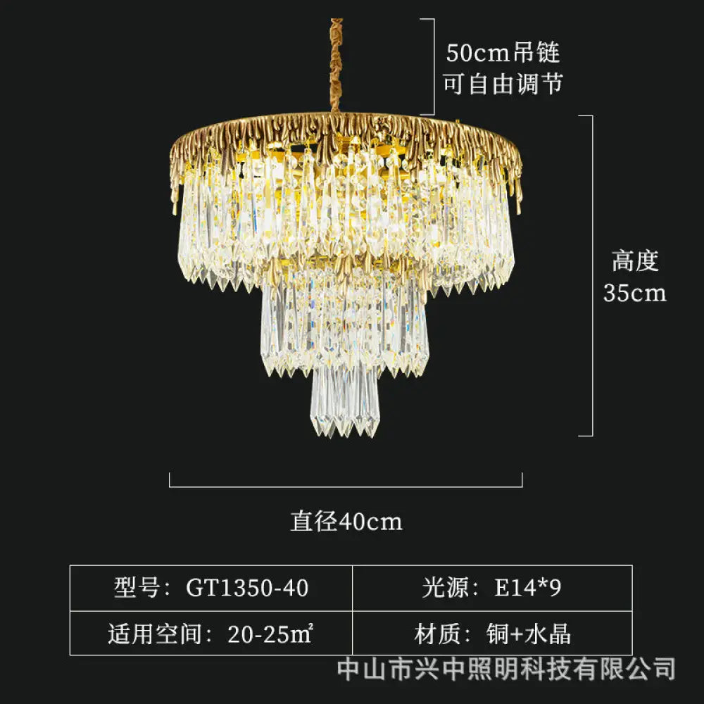 Samantha French All-Copper Light Luxury Crystal Chandelier Diameter 40cm height 35cm Chandelier