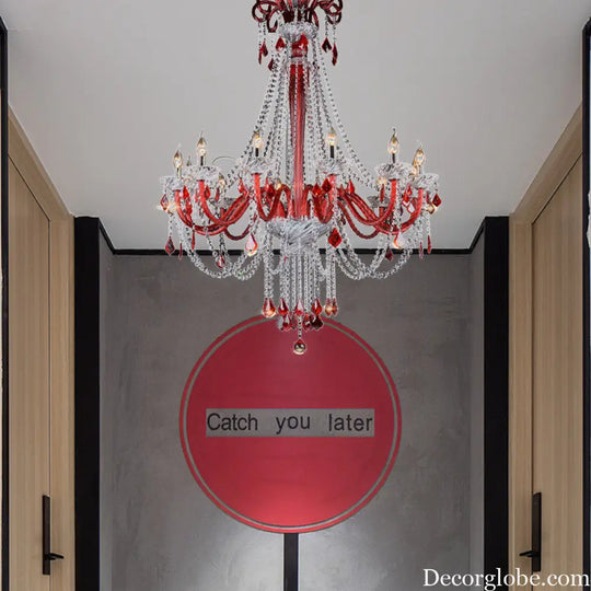 Scarlett's Dazzling Red Crystal Chandelier - DecorGlobe
