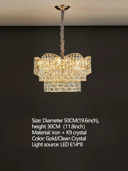 New Design Light Luxury Clean Crystal Chandelier Living Room Lamp Modern Simple Atmosphere Golden Luxury Villa Bedroom Lamp - DecorGlobe