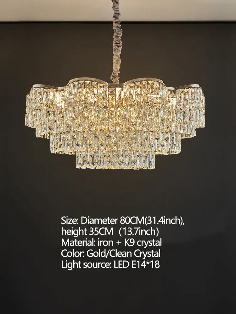 New Design Light Luxury Clean Crystal Chandelier Living Room Lamp Modern Simple Atmosphere Golden Luxury Villa Bedroom Lamp - DecorGlobe