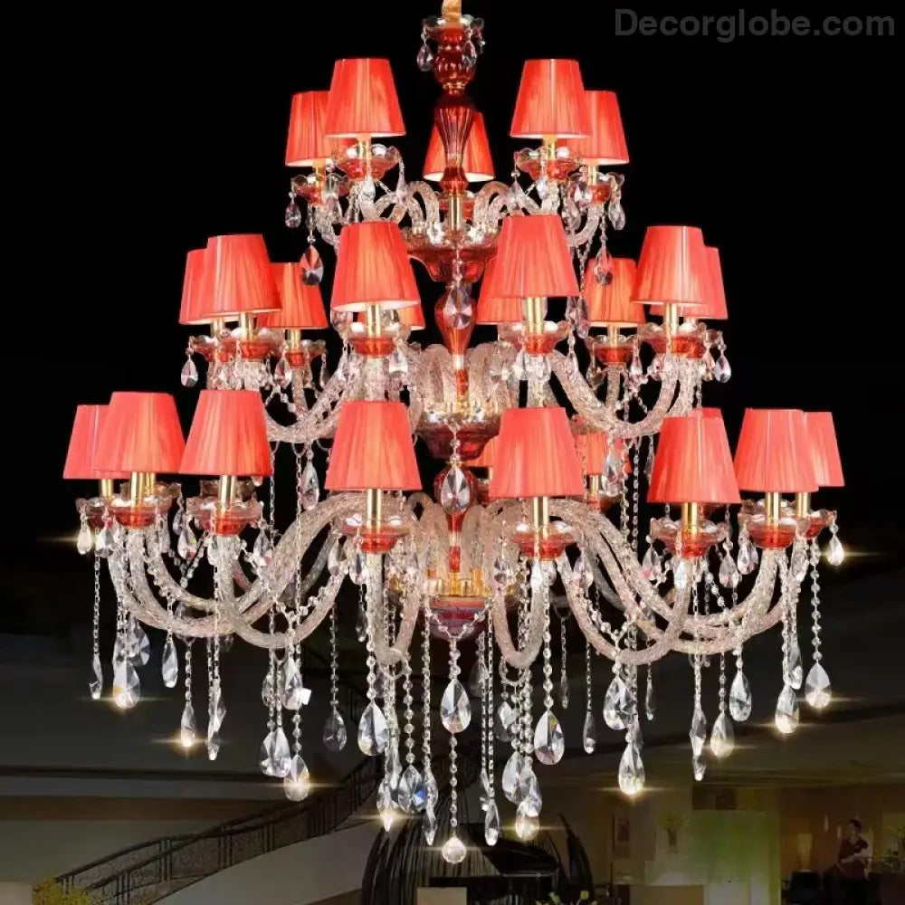 SERION Red Crystal Grand Luxury Chandelier Chandelier