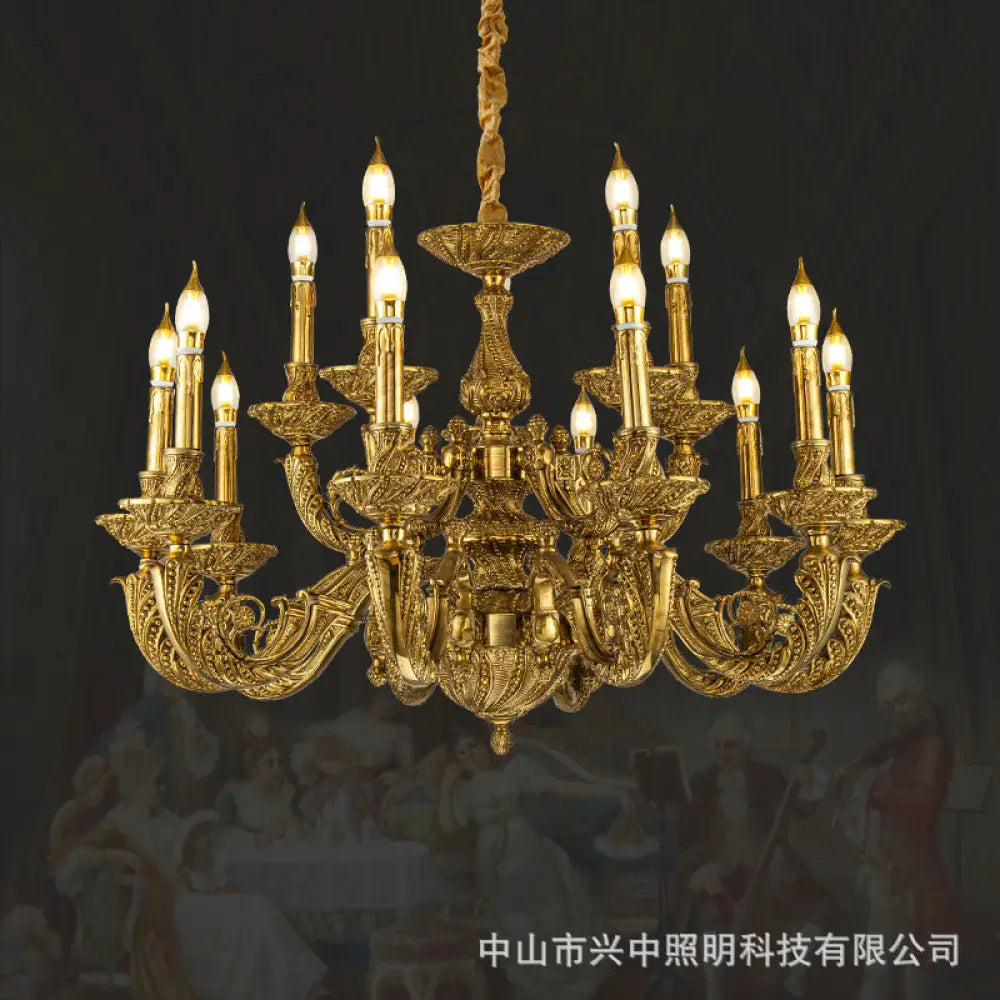 French Baroque Crystal Copper Branch Chandelier 10-head chandelier (diameter 100cm, height 58cm)