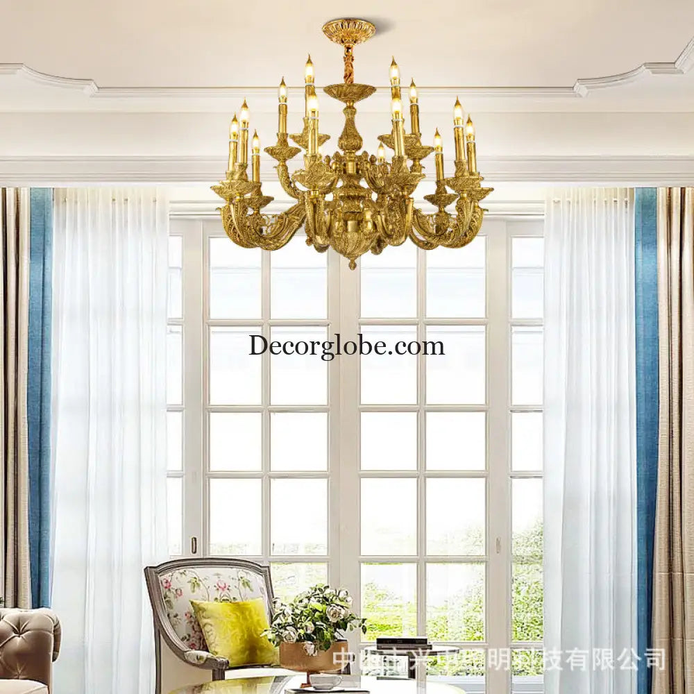 French Baroque Crystal Copper Branch Chandelier