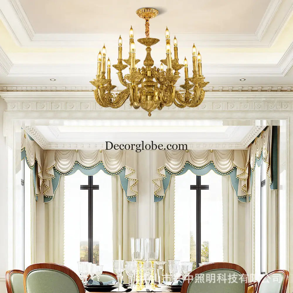 French Baroque Crystal Copper Branch Chandelier