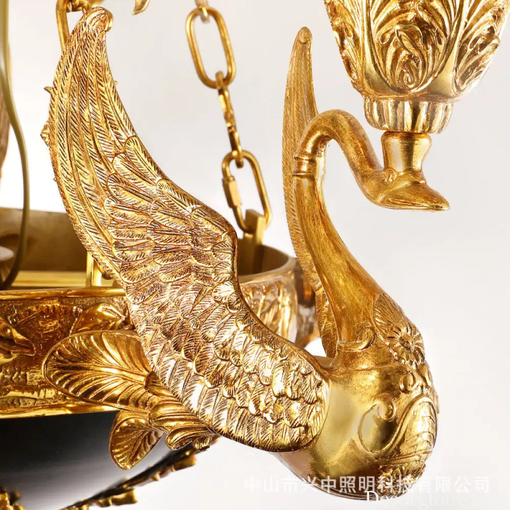 French style copper lamp European luxury court vintage villa bedroom living room creative copper Baroque Swan