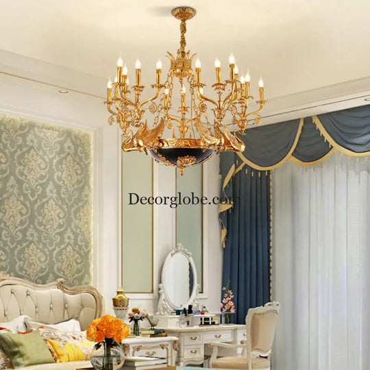 French style copper lamp European luxury court vintage villa bedroom living room creative copper Baroque Swan