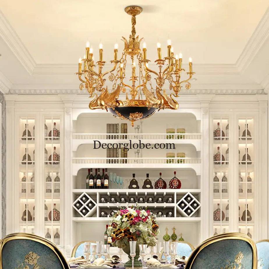 French style copper lamp European luxury court vintage villa bedroom living room creative copper Baroque Swan