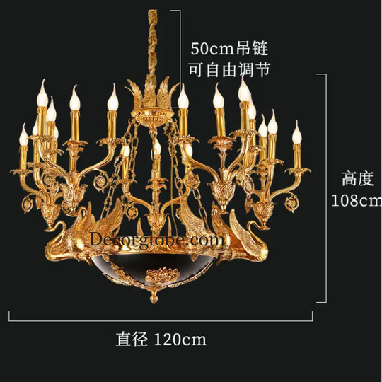 French style copper lamp European luxury court vintage villa bedroom living room creative copper Baroque Swan