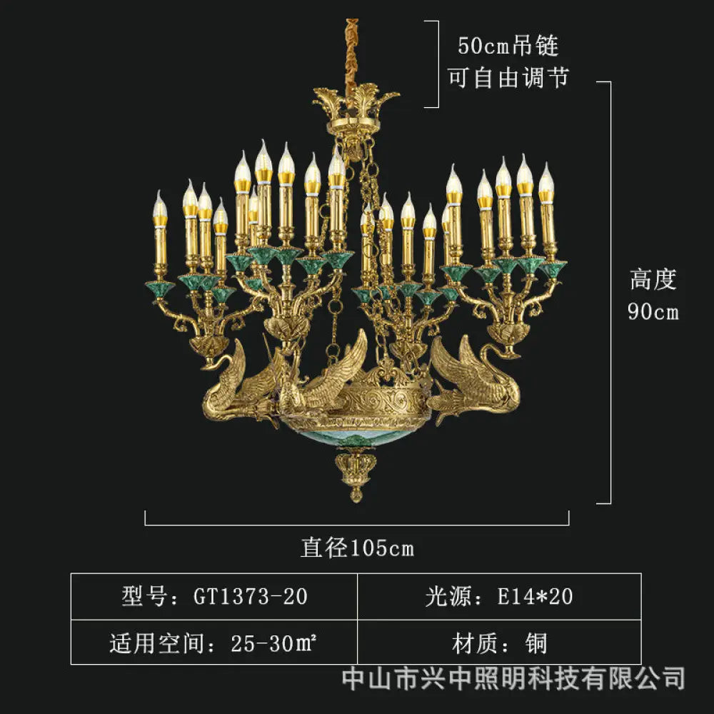 Sofia - French Grand Copper Crystal Villa Chandelier 20-head chandelier (diameter 105cm, height 90cm) Chandelier