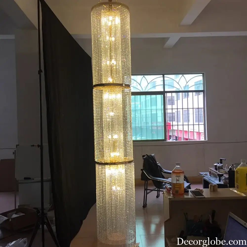 Spiral Staircase Crystal Chandelier for Villa and Hotel Lobby Chandelier