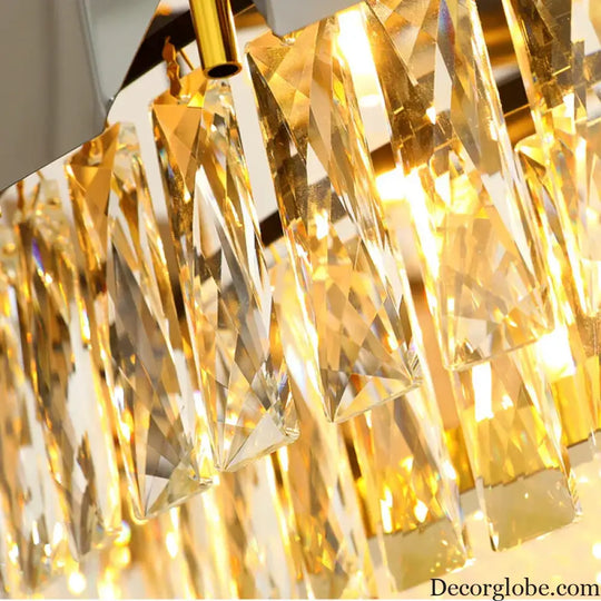 Stainless Steel Light Luxury Crystal Chandelier - A Postmodern Marvel for Living Rooms, Simple Dining Rooms, and Nordic Bedrooms - DecorGlobe