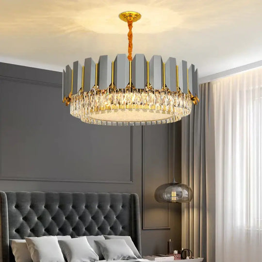 Stainless Steel Light Luxury Crystal Chandelier - A Postmodern Marvel for Living Rooms, Simple Dining Rooms, and Nordic Bedrooms - DecorGlobe