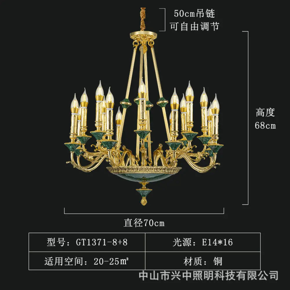 Stella French Retro Copper Crystal Candle Chandelier 8 + 8 head chandelier (diameter 70cm, height 68cm) Chandelier