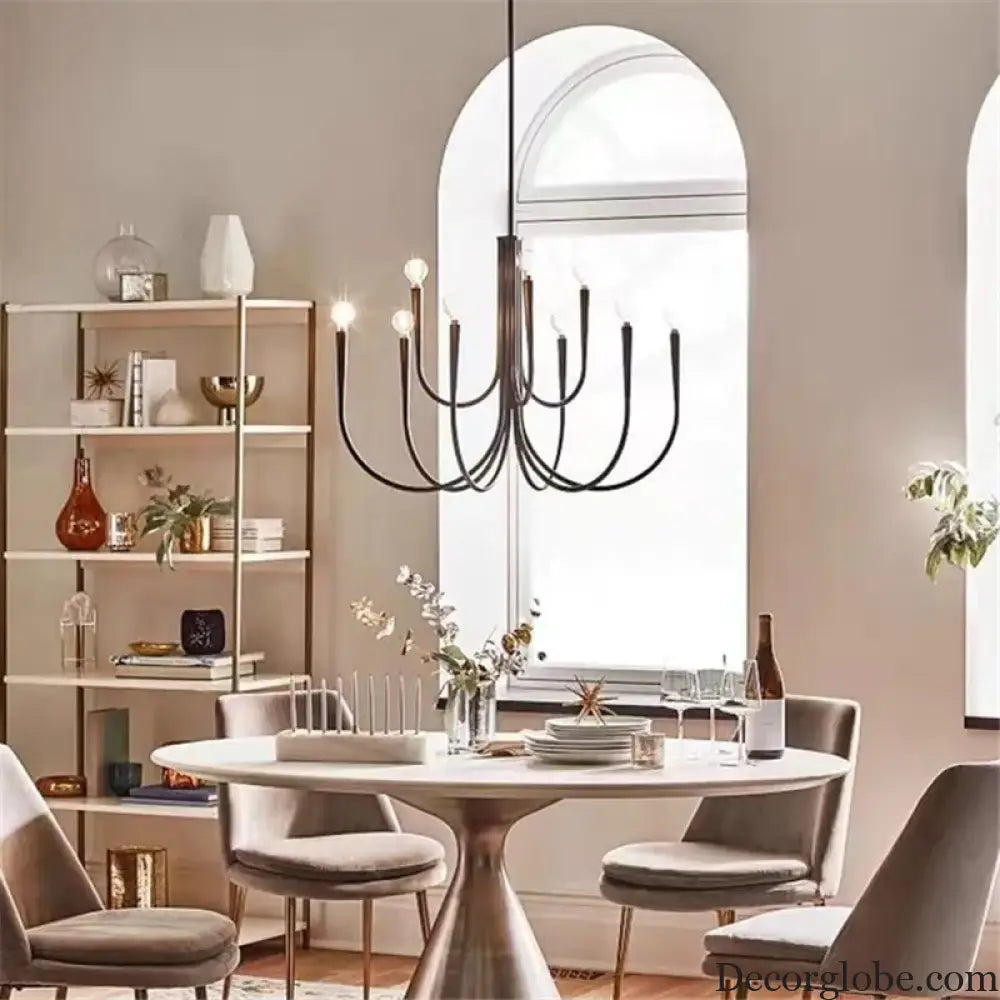 Swoop Arm Chandelier - Retro Elegance for Luxurious Living and Dining Spaces - DecorGlobe