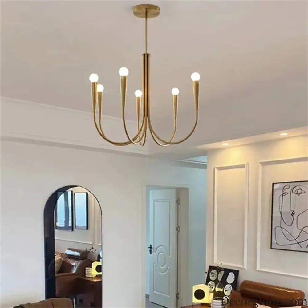 Swoop Arm Chandelier - Retro Elegance for Luxurious Living and Dining Spaces - DecorGlobe