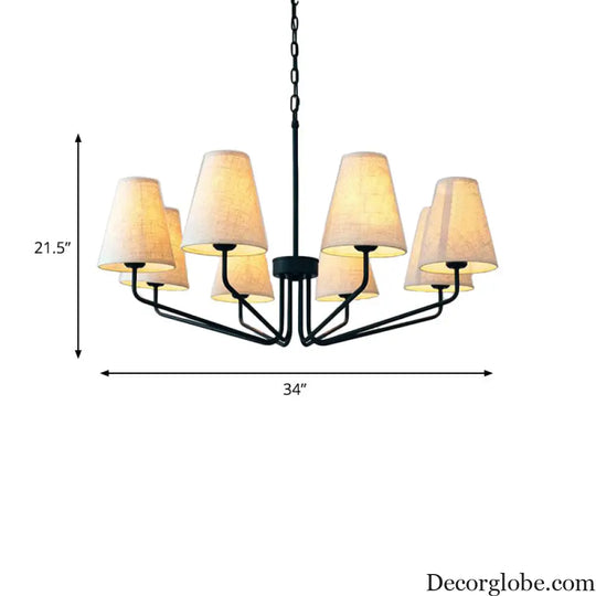 Traditional Fabric Conical Hanging Chandelier with 3/5/6 Lights - Flaxen Pendant Light for Living Room