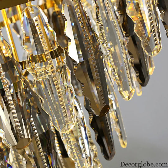 Trinity Modern Crystal Chandelier - Smoke Grey 10-Light Pendant (Leaf Design) - DecorGlobe