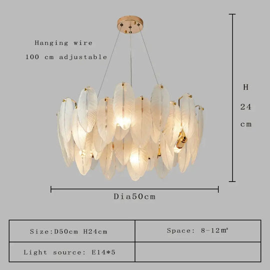 Unique Goose Feather LED Chandelier - Artistic White Glass - Designer Lighting Fixture for Foyer and More - DecorGlobe