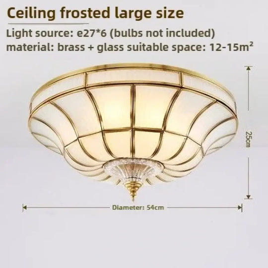 Nordic Copper Glass Circular Ceiling Light For Aisle Restaurant Bar Living Room Bedroom Household LED Lighting Fixtures