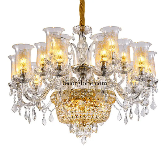 Valentina French European Crystal Branch Chandelier Chandelier