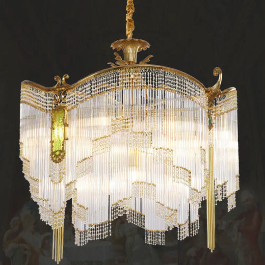 Valentina French Retro Copper Crystal Chandelier – European Dining Room Light Chandelier
