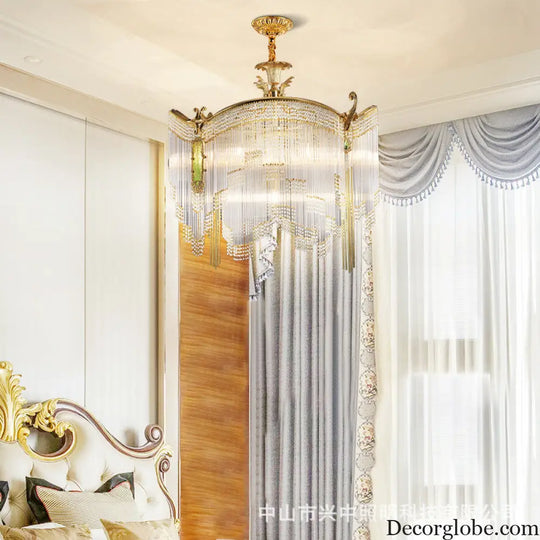 Valentina French Retro Copper Crystal Chandelier – European Dining Room Light Chandelier