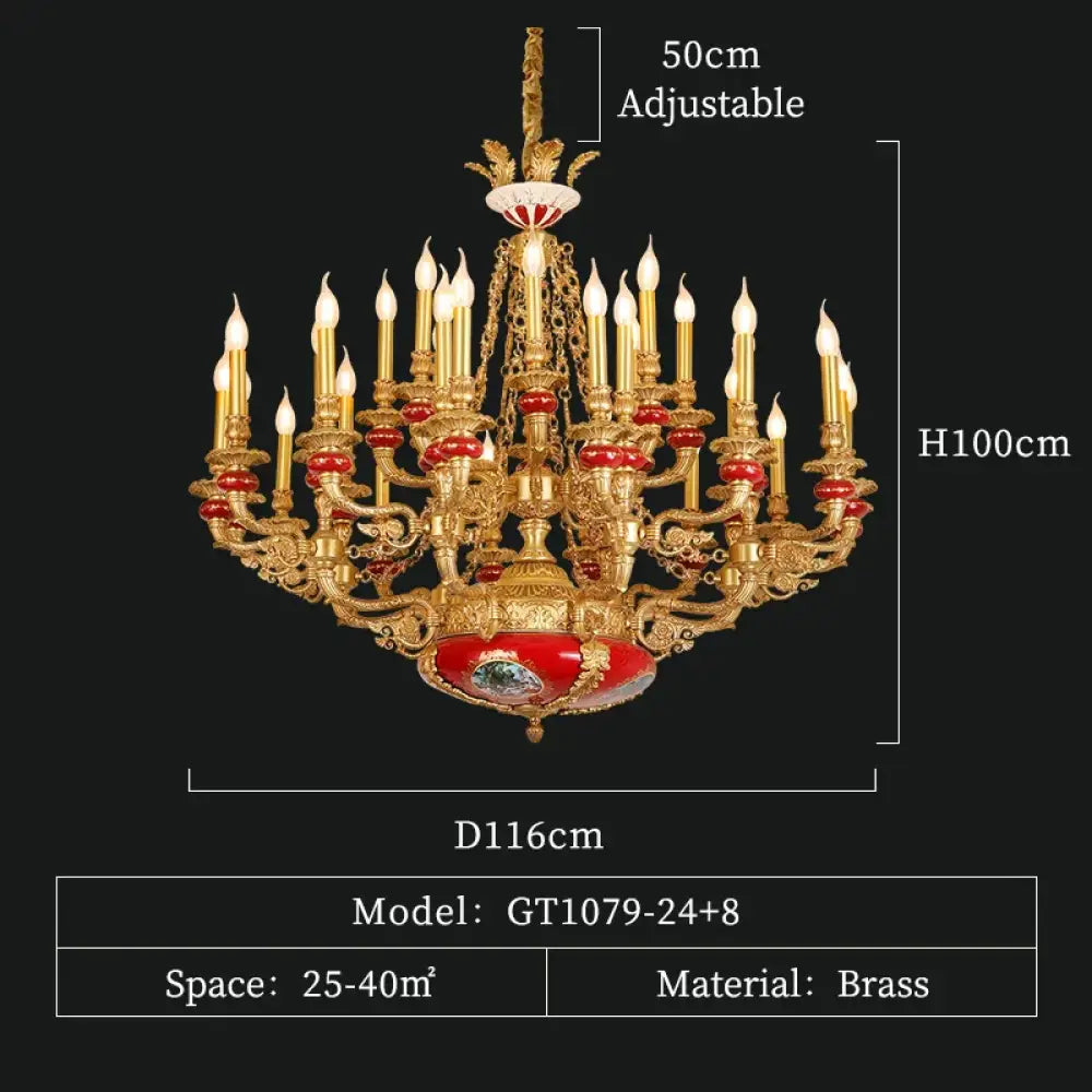 VALÉRIN European Baroque Copper & Ceramic Chandelier 32lights D116 H100cm Chandelier