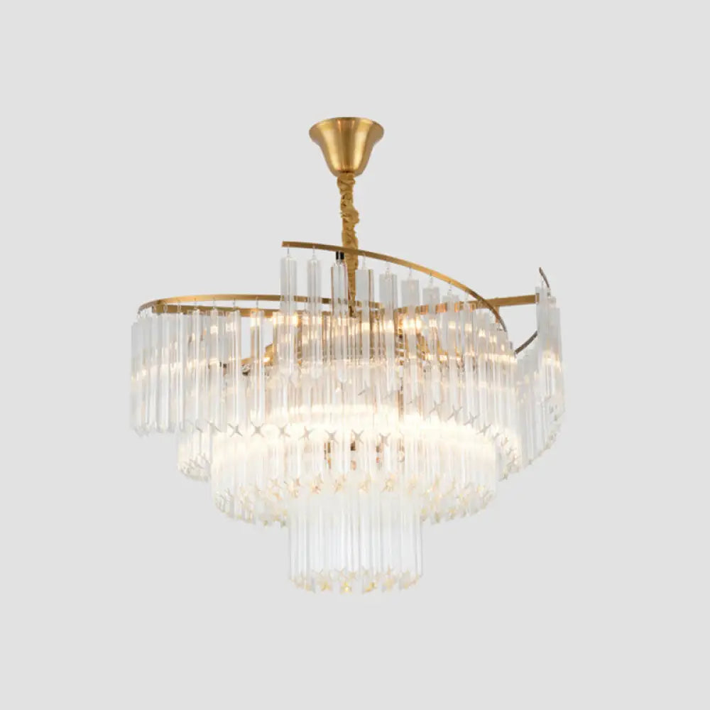 Vanessa Elegance Meets Sparkling Brilliance: The Clear Crystal Postmodern Gold Chandelier - DecorGlobe