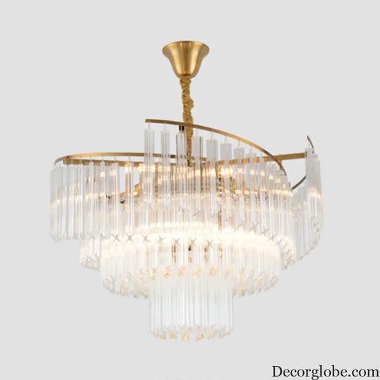 Vanessa Elegance Meets Sparkling Brilliance: The Clear Crystal Postmodern Gold Chandelier - DecorGlobe