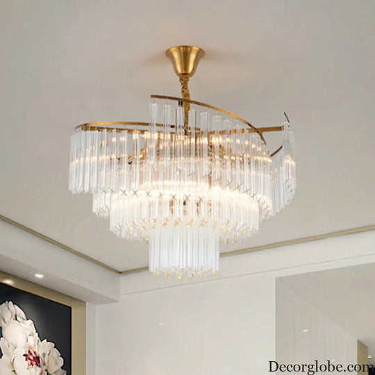 Vanessa Elegance Meets Sparkling Brilliance: The Clear Crystal Postmodern Gold Chandelier - DecorGlobe