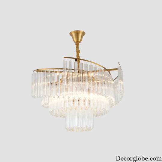 Vanessa Elegance Meets Sparkling Brilliance: The Clear Crystal Postmodern Gold Chandelier - DecorGlobe