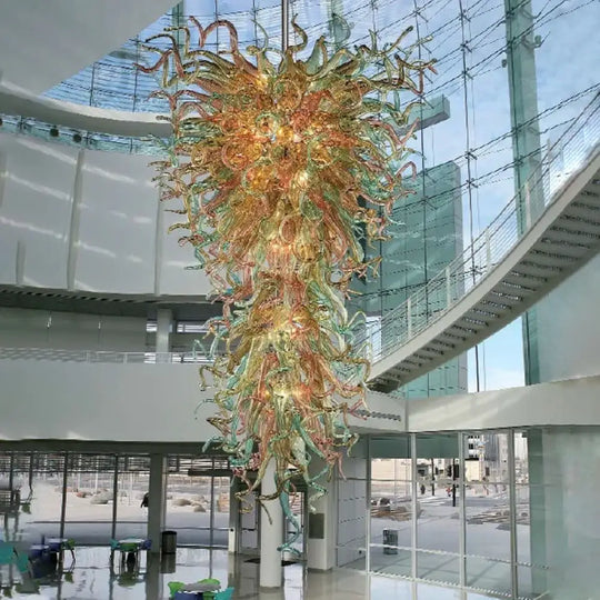 VELORA Hand-Blown Glass Grand Lobby Pendant Chandelier chandelier
