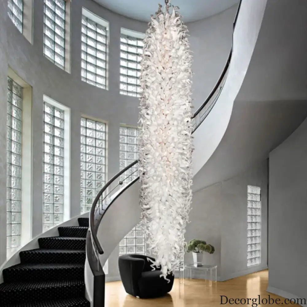 Very Large White Hand Blown Glass Chandelier for Living Room Chandelier