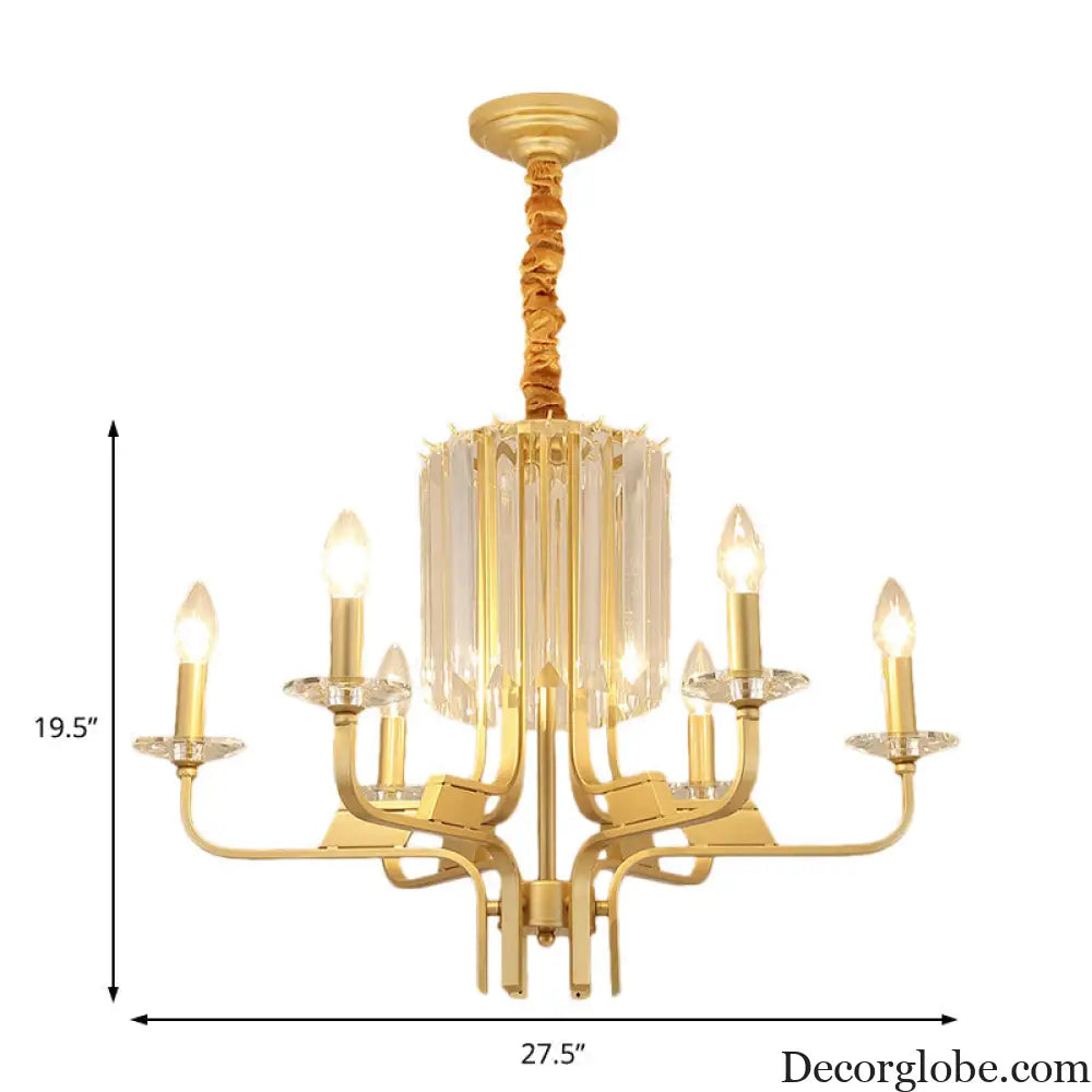 Vintage Brass Hanging Ceiling Light - 4/6/8 Lights with Crystal Deco